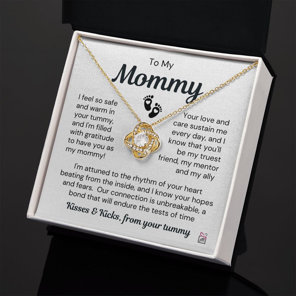 To Expecting Mom - Safe In Your Tummy - Love Knot Necklace
