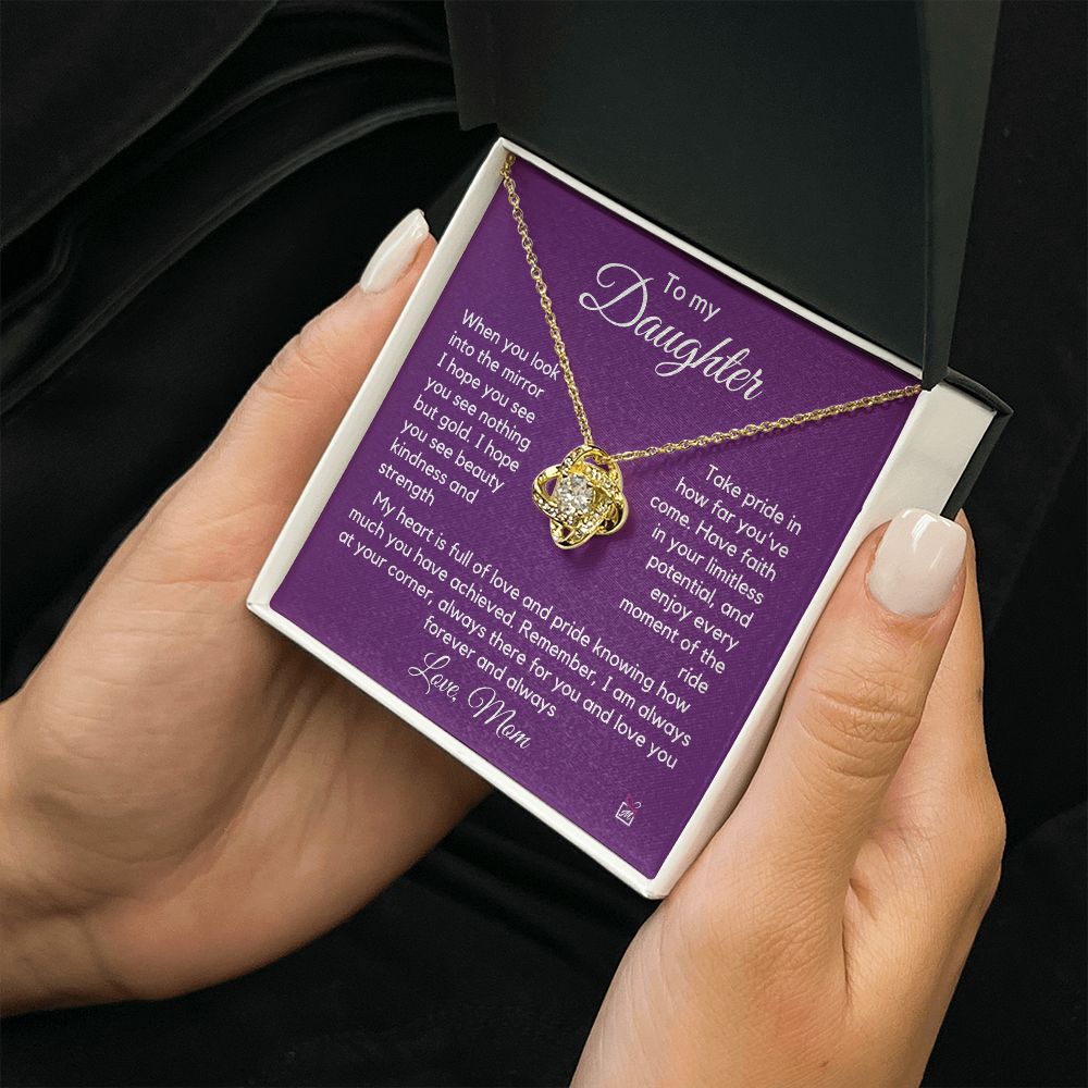 To Daughter, from Mom - Nothing But Gold - Love Knot Necklace
