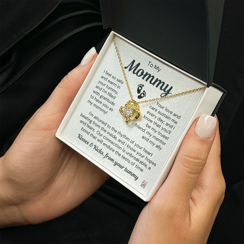 To Expecting Mom - Safe In Your Tummy - Love Knot Necklace