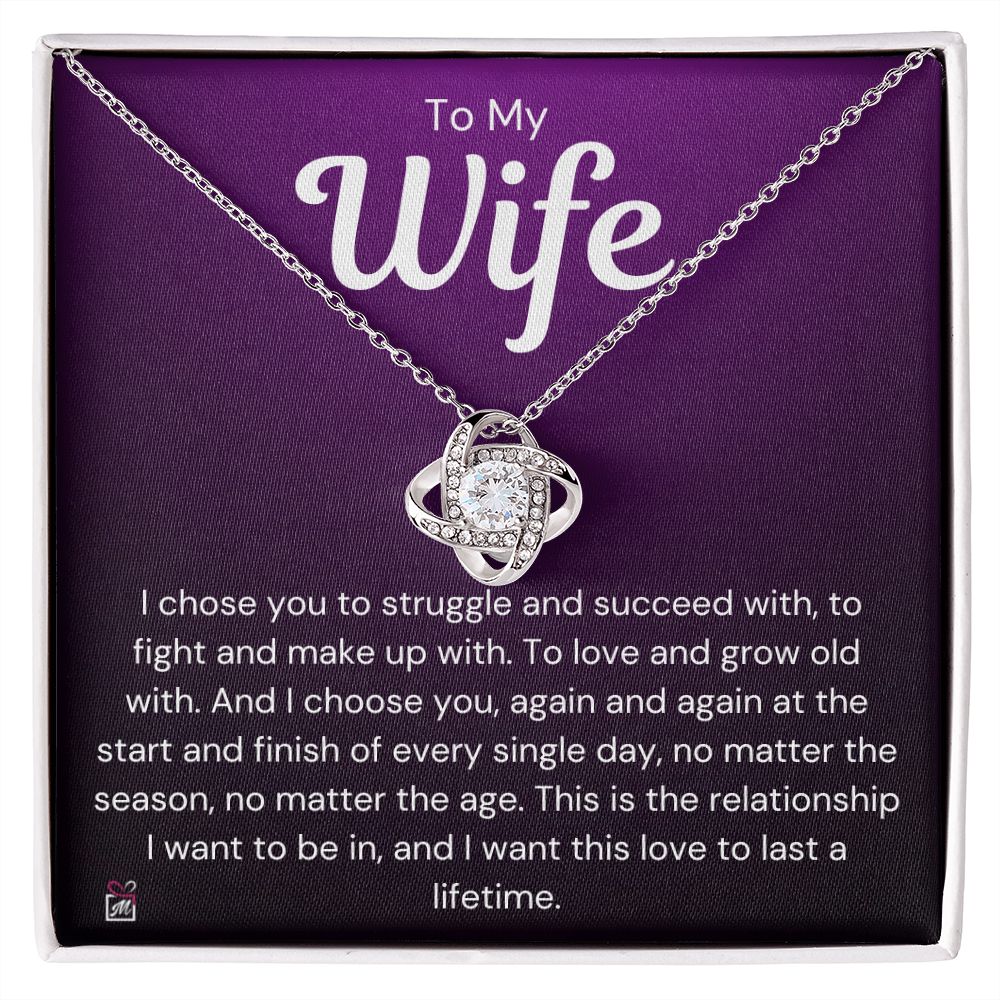 To Wife - I Choose You - Love Knot Necklace