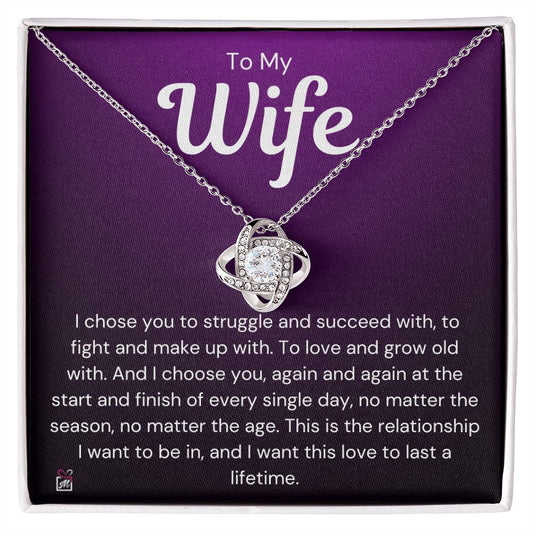 To Wife - I Choose You - Love Knot Necklace