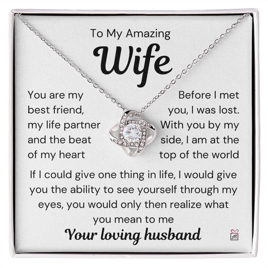 To Wife - I Was Lost Before You - Love Knot Necklace