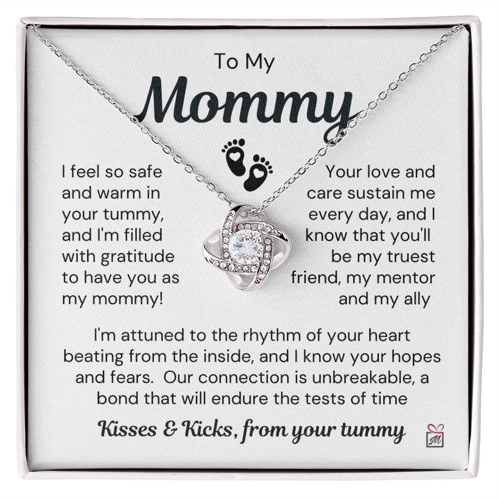 To Expecting Mom - Safe In Your Tummy - Love Knot Necklace