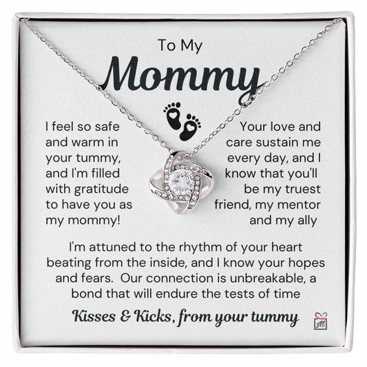 To Expecting Mom - Safe In Your Tummy - Love Knot Necklace