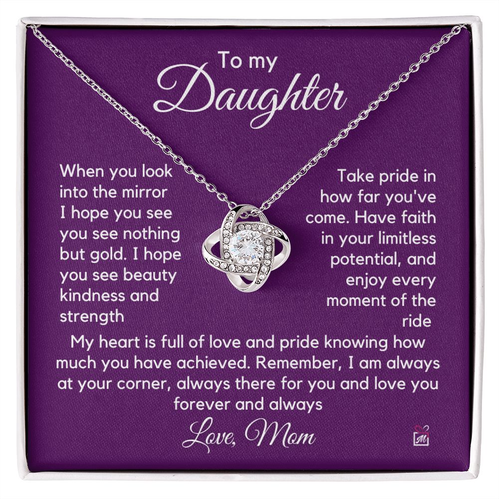 To Daughter, from Mom - Nothing But Gold - Love Knot Necklace