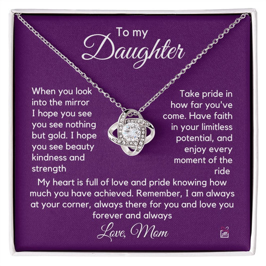 To Daughter, from Mom - Nothing But Gold - Love Knot Necklace