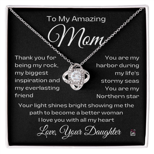 To Mom, from Daughter - You Are My Northern Star - Love Knot Necklace