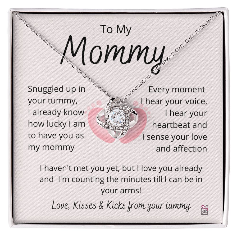 To Mom To Be - I Can't Wait To Meet You - Love Knot Necklace