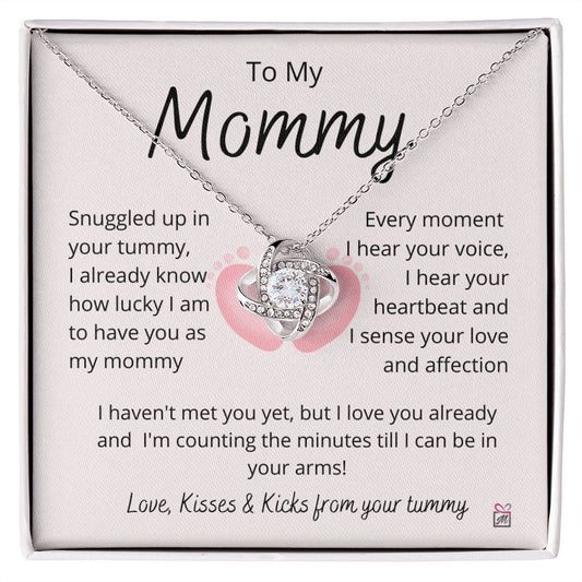 To Mom To Be - I Can't Wait To Meet You - Love Knot Necklace