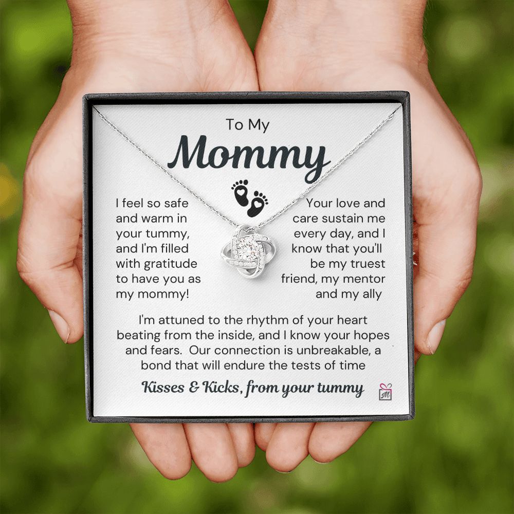 To Expecting Mom - Safe In Your Tummy - Love Knot Necklace