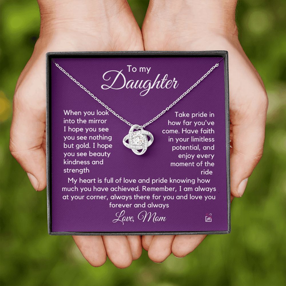 To Daughter, from Mom - Nothing But Gold - Love Knot Necklace