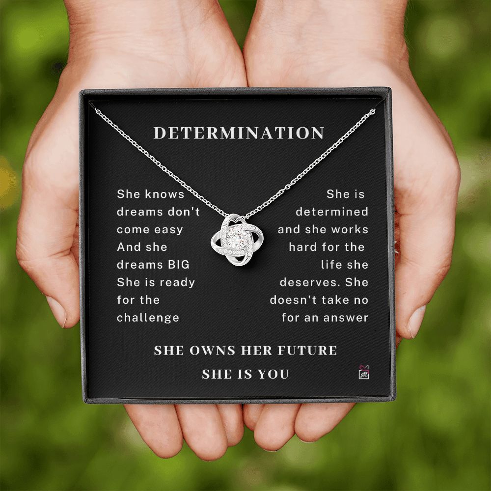 Motivational -She Owns Her Future- Love Knot Necklace