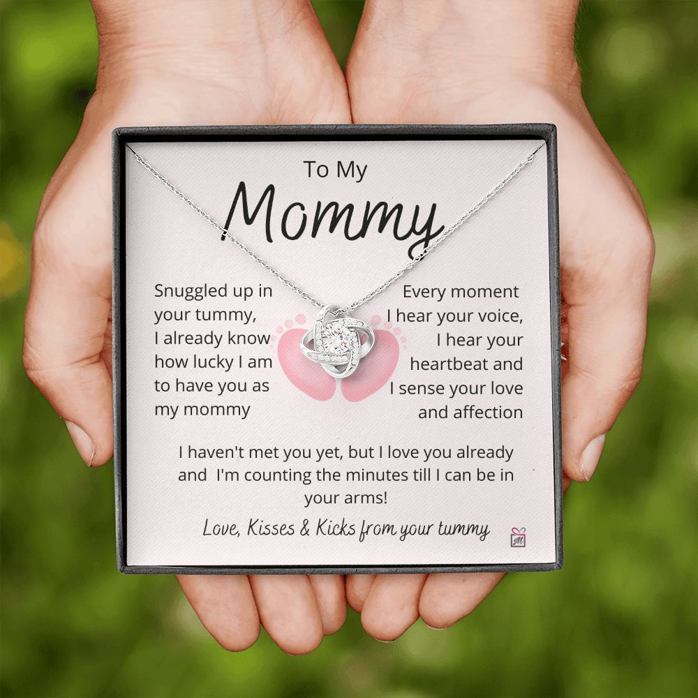 To Mom To Be - I Can't Wait To Meet You - Love Knot Necklace