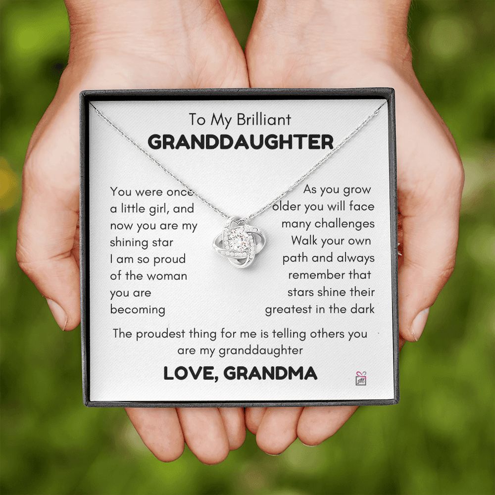 To Granddaughter, from Grandma - My Shining Star - Love Knot Necklace