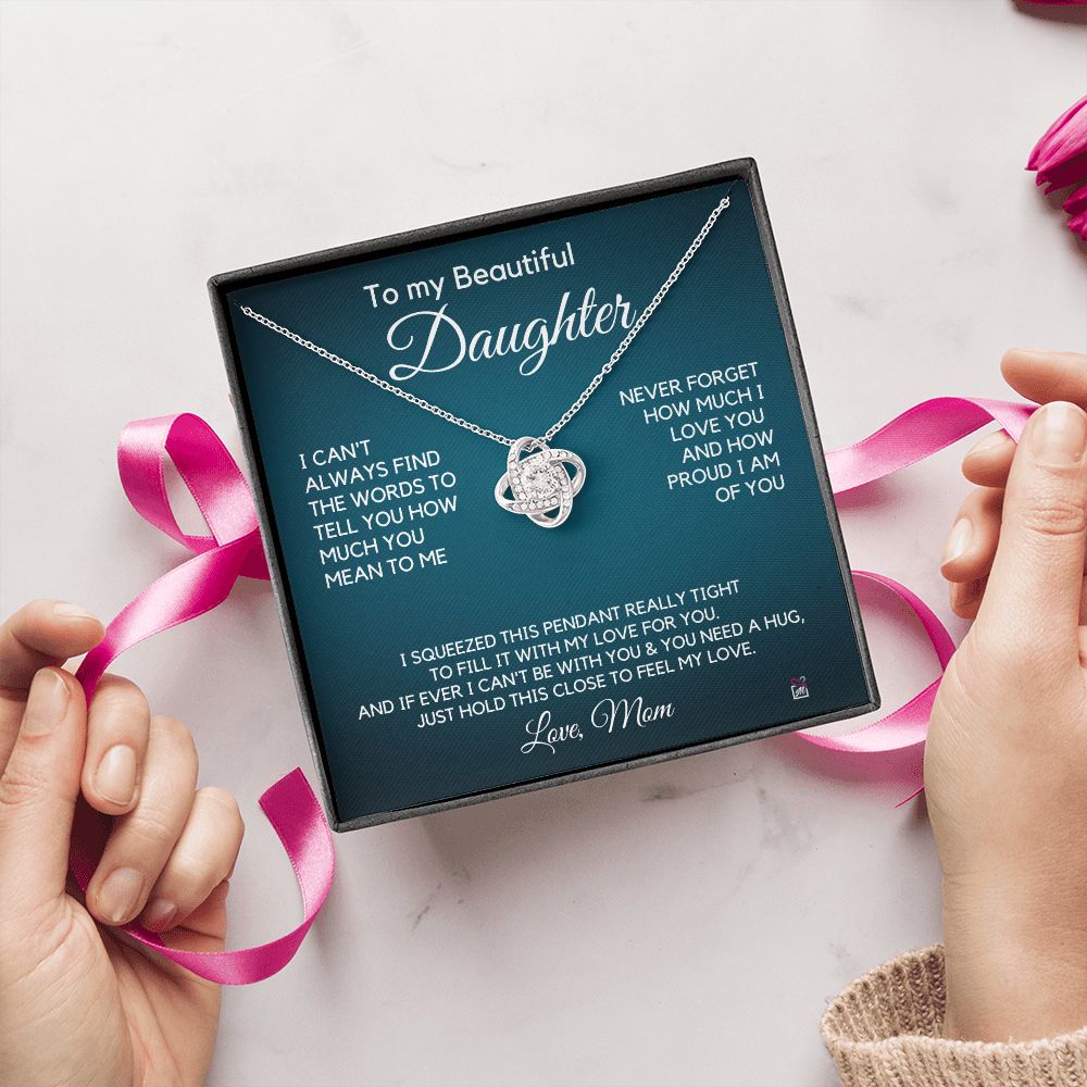 To Daughter, from Mom - How Much You mean To Me - Love Knot Necklace
