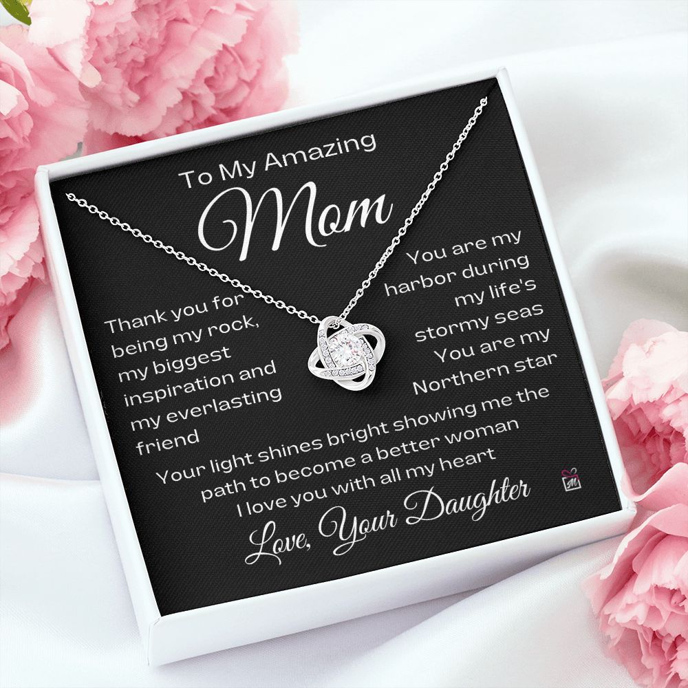 To Mom, from Daughter - You Are My Northern Star - Love Knot Necklace