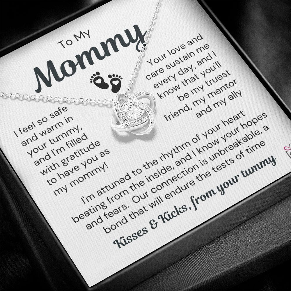To Expecting Mom - Safe In Your Tummy - Love Knot Necklace