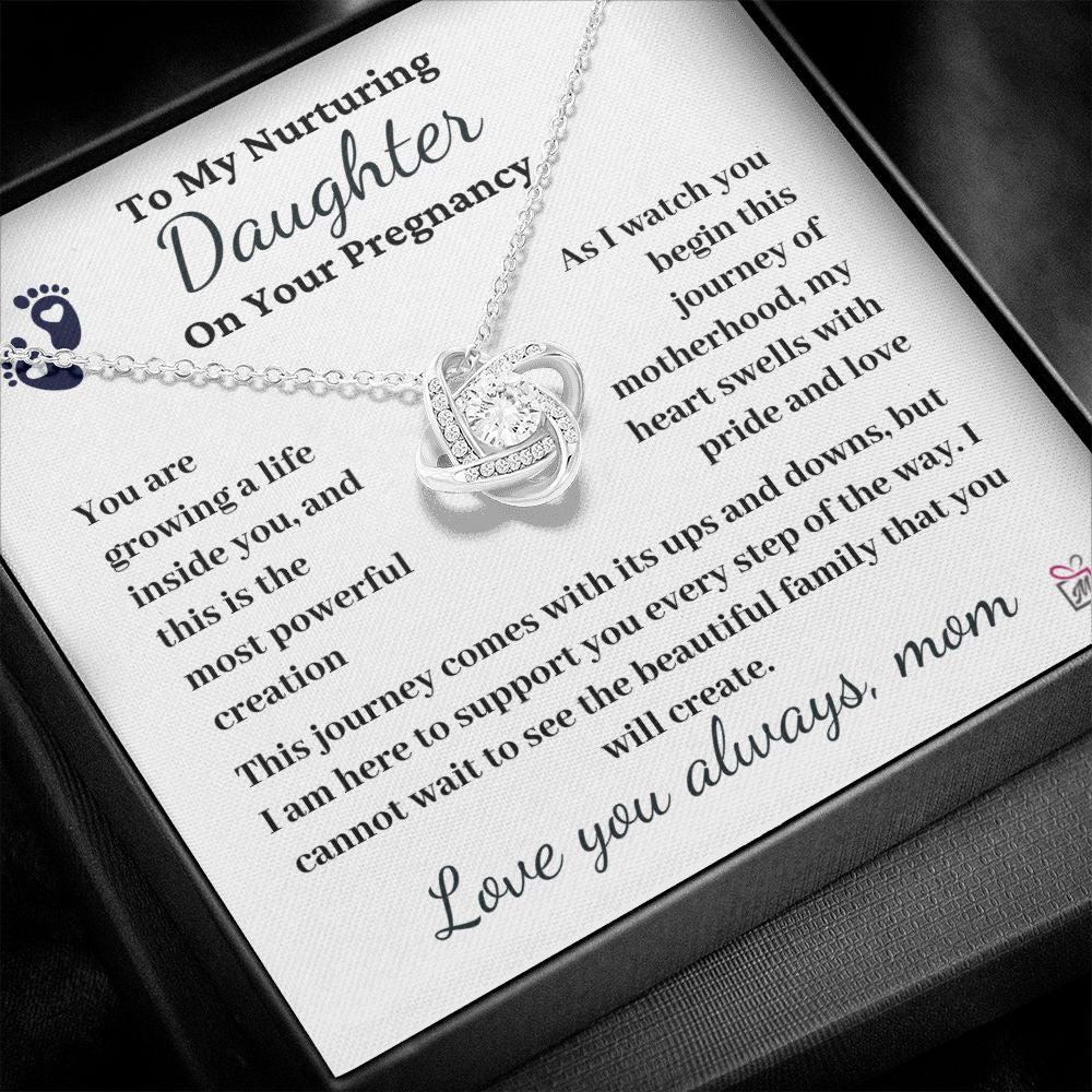 To Pregnant Daughter, from Mom - The Most Powerful Creation - Love Knot Necklace