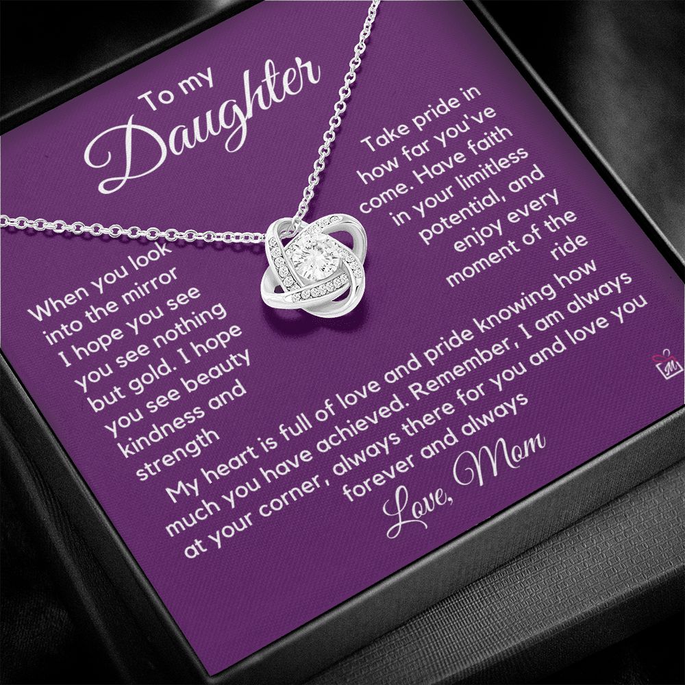 To Daughter, from Mom - Nothing But Gold - Love Knot Necklace
