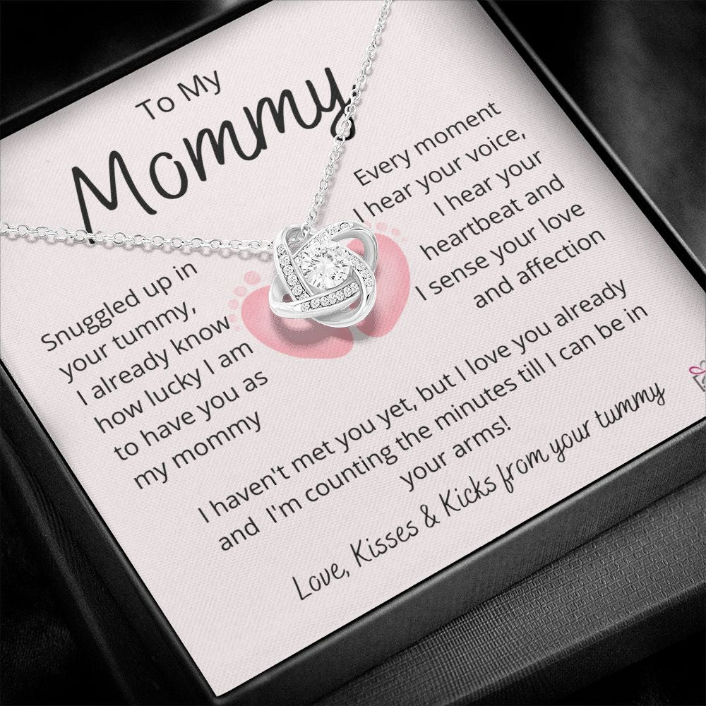 To Mom To Be - I Can't Wait To Meet You - Love Knot Necklace