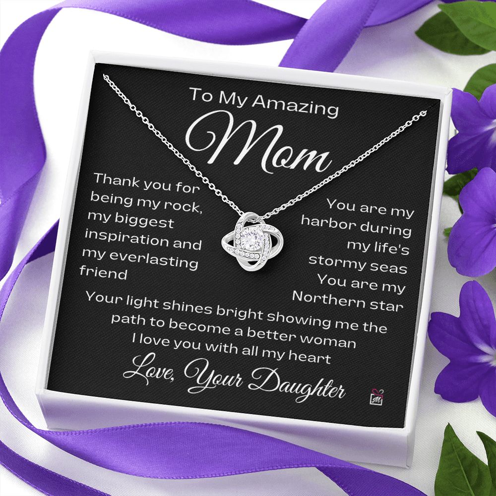 To Mom, from Daughter - You Are My Northern Star - Love Knot Necklace