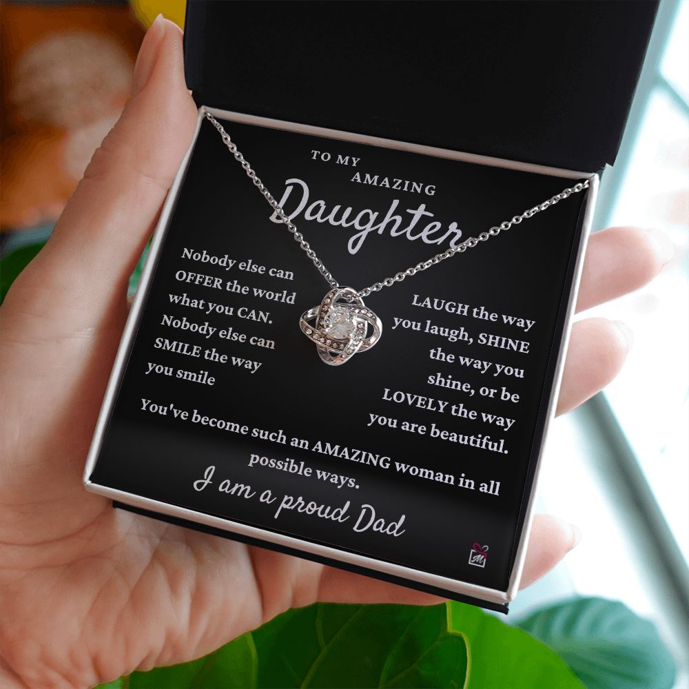 To Daughter, from Dad - Nobody Else Can - Love Knot Necklace