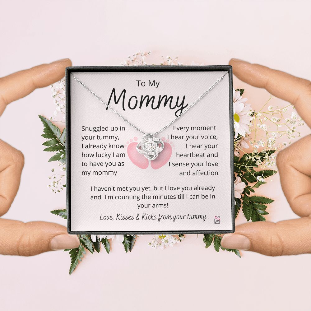 To Mom To Be - I Can't Wait To Meet You - Love Knot Necklace