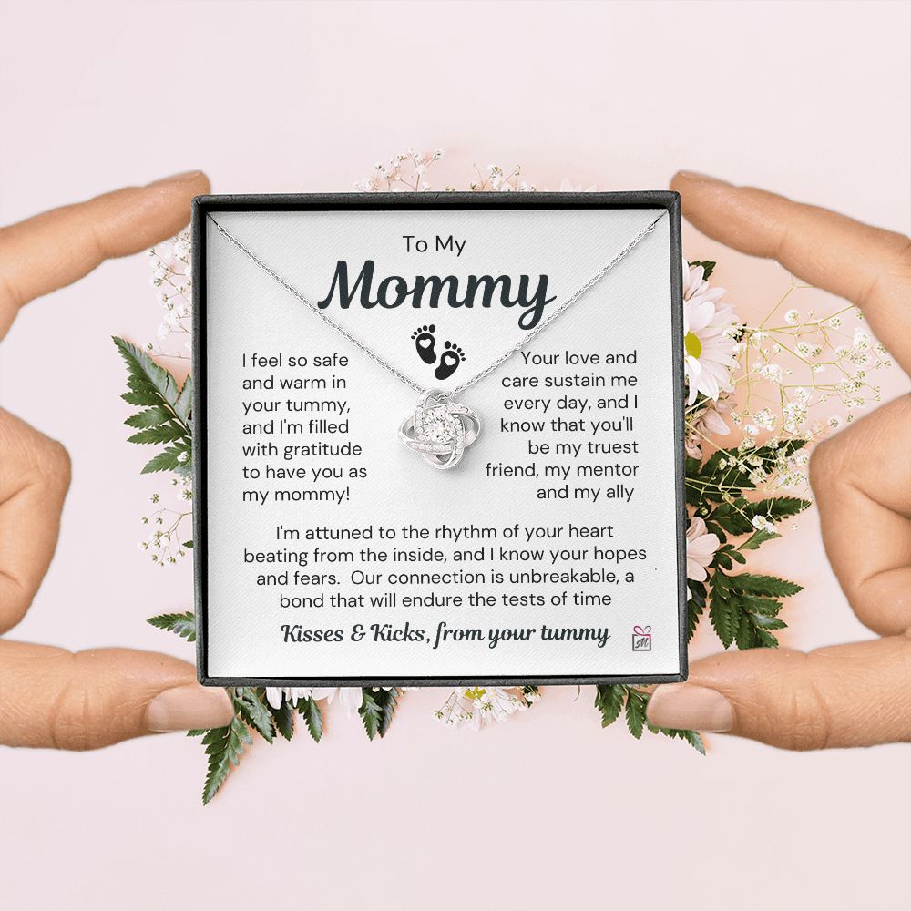 To Expecting Mom - Safe In Your Tummy - Love Knot Necklace