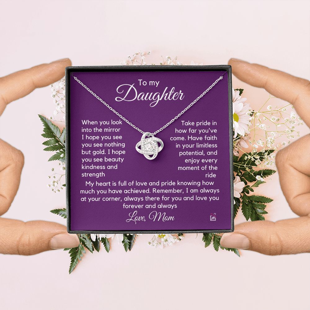 To Daughter, from Mom - Nothing But Gold - Love Knot Necklace