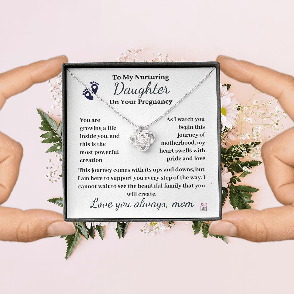 To Pregnant Daughter, from Mom - The Most Powerful Creation - Love Knot Necklace
