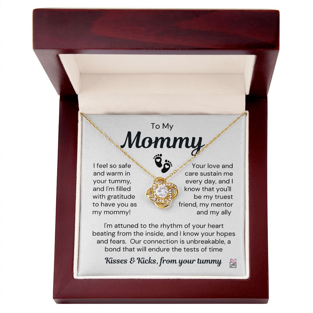 To Expecting Mom - Safe In Your Tummy - Love Knot Necklace
