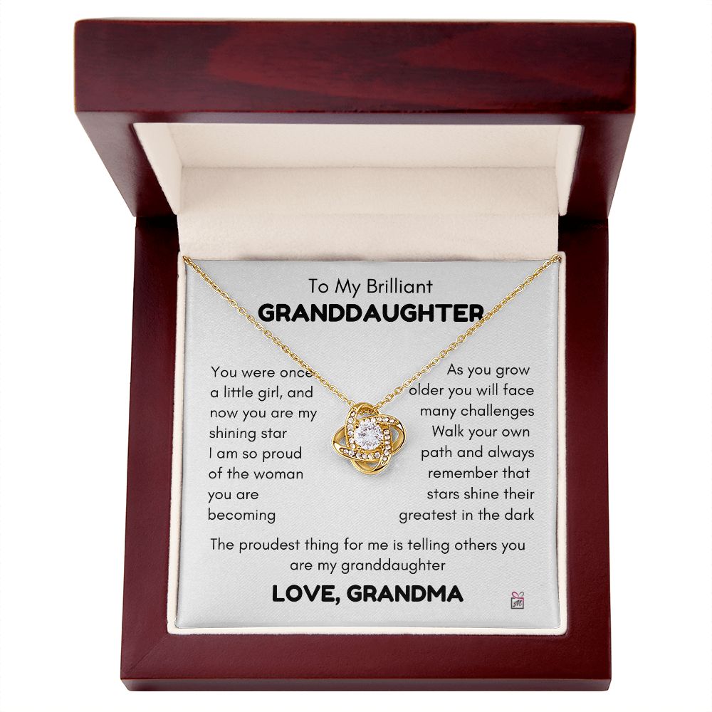 To Granddaughter, from Grandma - My Shining Star - Love Knot Necklace