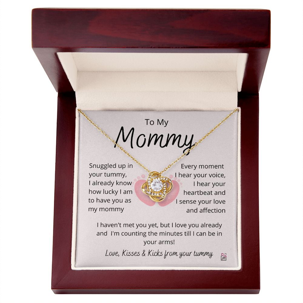 To Mom To Be - I Can't Wait To Meet You - Love Knot Necklace