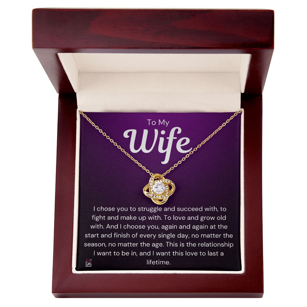 To Wife - I Choose You - Love Knot Necklace