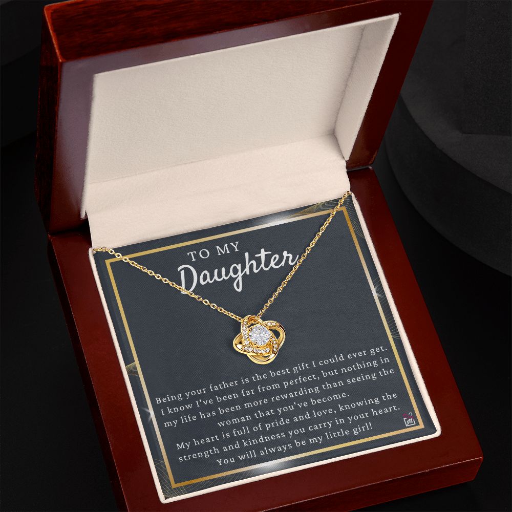 To Daughter from Dad - May Be Far From Perfect - Love Knot Necklace
