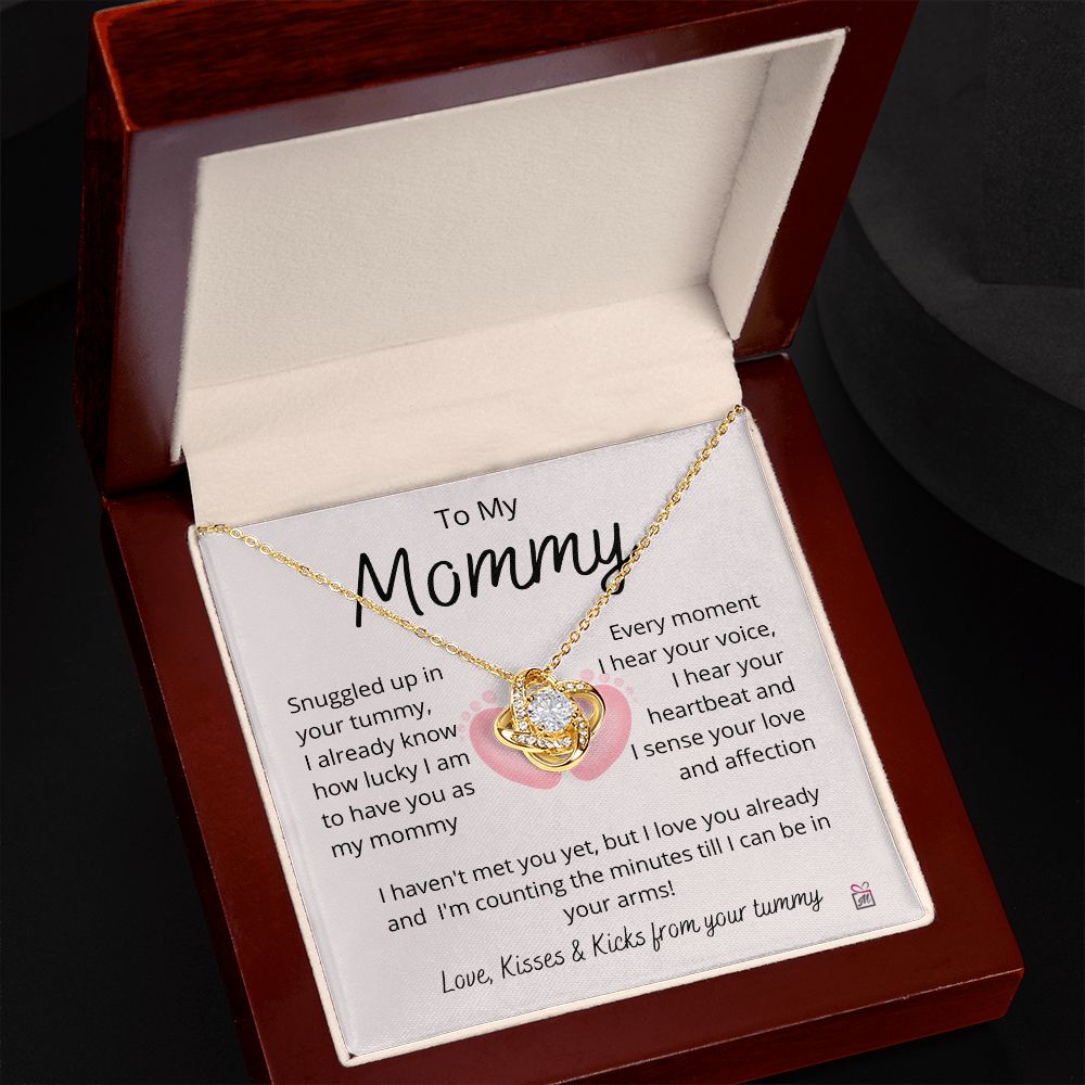To Mom To Be - I Can't Wait To Meet You - Love Knot Necklace