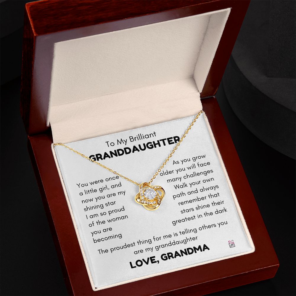 To Granddaughter, from Grandma - My Shining Star - Love Knot Necklace