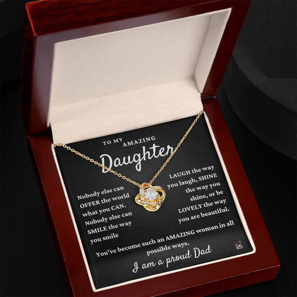 To Daughter, from Dad - Nobody Else Can - Love Knot Necklace