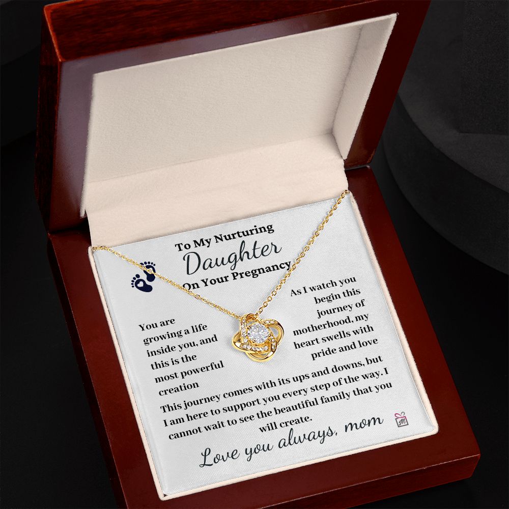 To Pregnant Daughter, from Mom - The Most Powerful Creation - Love Knot Necklace