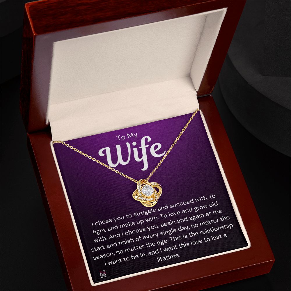 To Wife - I Choose You - Love Knot Necklace