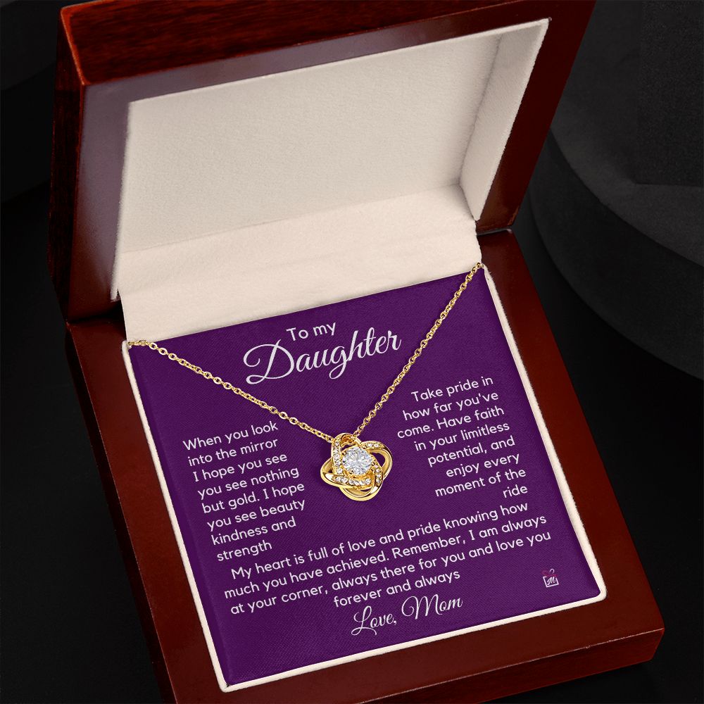 To Daughter, from Mom - Nothing But Gold - Love Knot Necklace