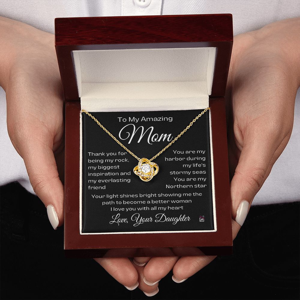 To Mom, from Daughter - You Are My Northern Star - Love Knot Necklace
