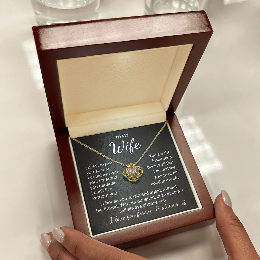 To Wife - I Choose You Again And Again - Love Knot Necklace