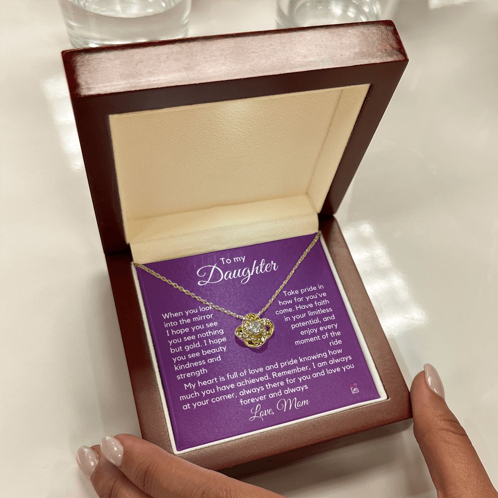 To Daughter, from Mom - Nothing But Gold - Love Knot Necklace