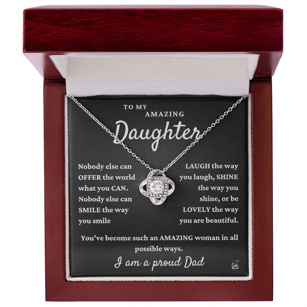 To Daughter, from Dad - Nobody Else Can - Love Knot Necklace