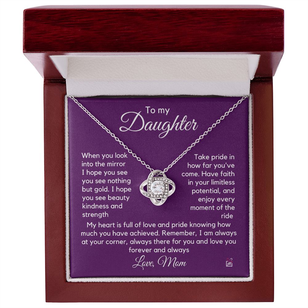 To Daughter, from Mom - Nothing But Gold - Love Knot Necklace