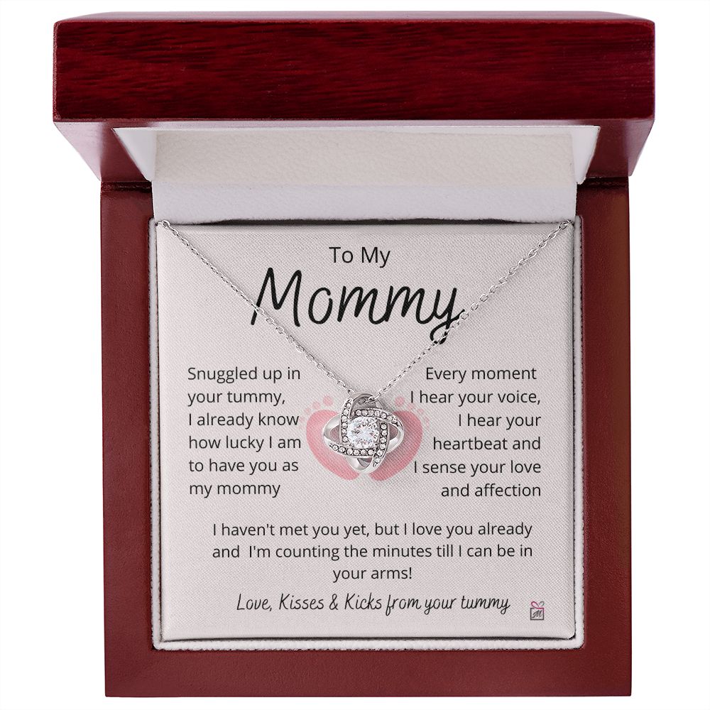 To Mom To Be - I Can't Wait To Meet You - Love Knot Necklace