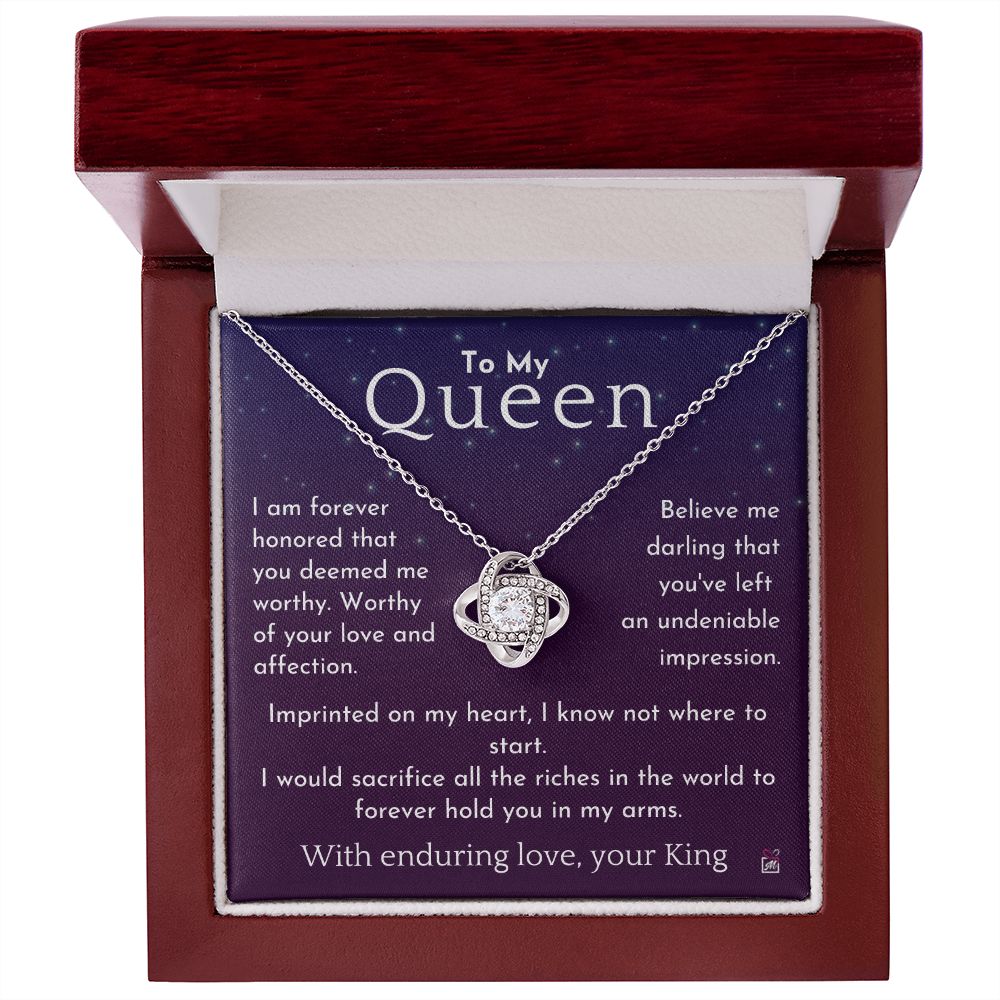 To My Queen - I Would Sacrifice All - Love Knot Necklace