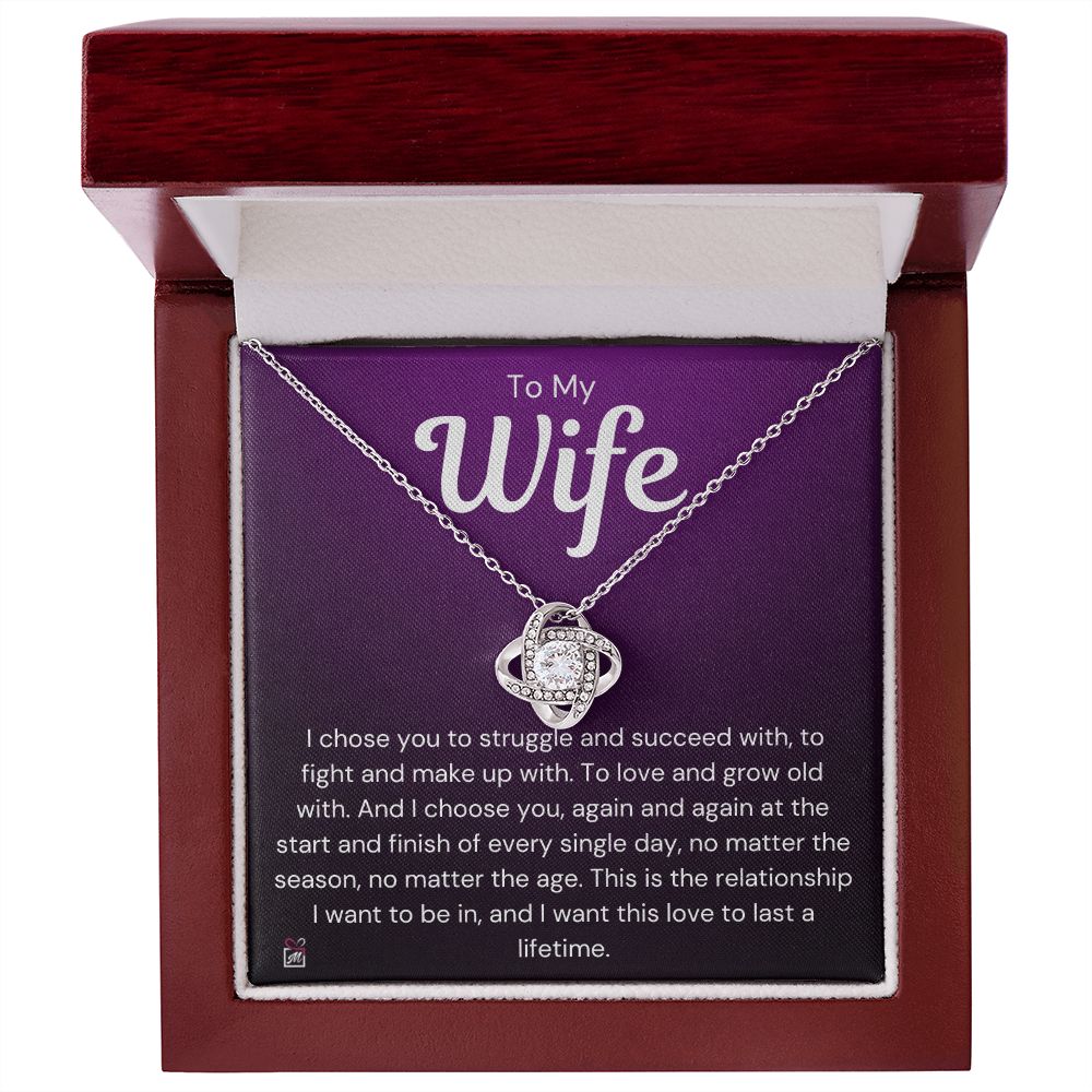 To Wife - I Choose You - Love Knot Necklace