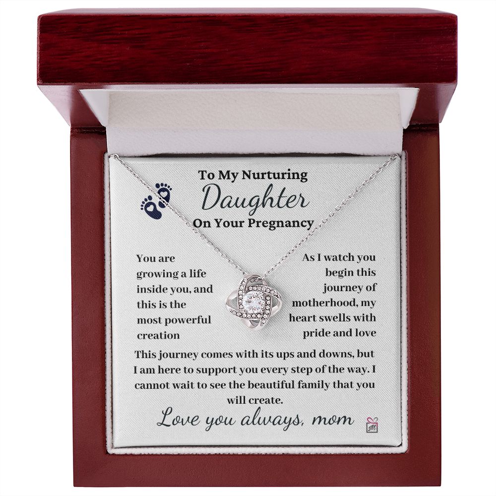 To Pregnant Daughter, from Mom - The Most Powerful Creation - Love Knot Necklace